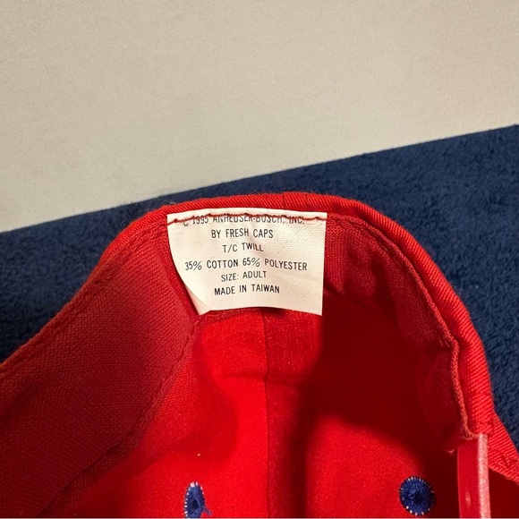 Vtg 1995 Bud Racing Baseball Hat Cap Budweiser Red White Blue One Size Snapback - Picture 3 of 3